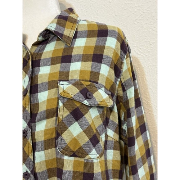 Duluth Trading Co Women Size L Button Up Plaid Flannel Shirt Western Country - Picture 3 of 11